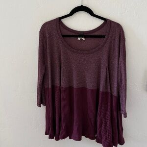 FREE PEOPLE we the free Women’s Two-Tone Scoop Neck Top - Burgundy